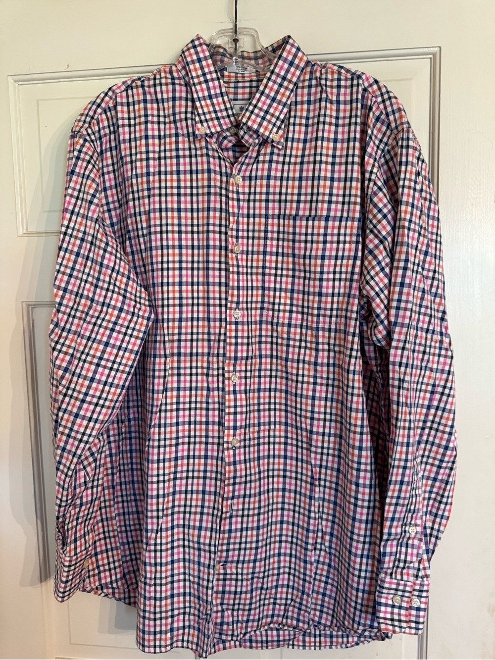 Peter Millar Men's Checked Dress Shirt in Blue and Red
